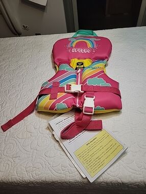 Speedo Infant Girls Type II PFD Buoyant Life Vest Jacket (Under 30 Lbs) Rainbow